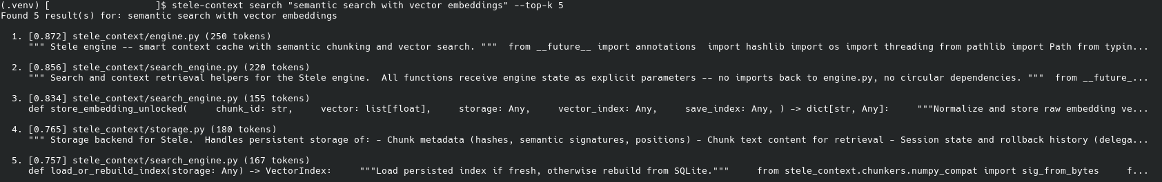stele-context semantic search results